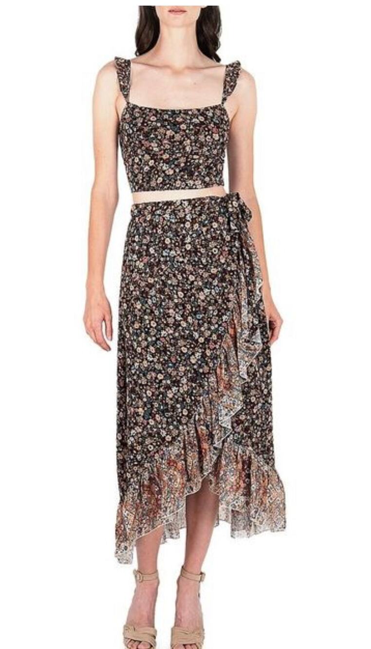 Secret Mission Super Natural Janice Maxi Ruffle Wrap Skirt Set S